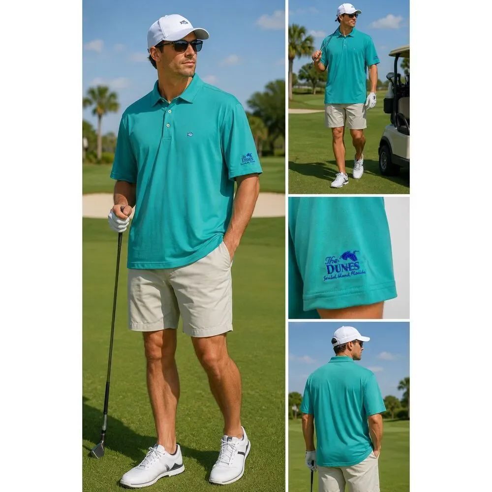 Southern Tide Club Men’s Golf Polo Shirt Teal Embroidered Logo XL Performance